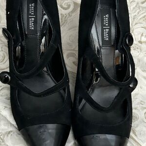 White House Black Market Black Heels with Straps